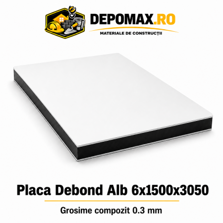 Placa BOND alb 6mm, 1500x3050mm, aluminiu 0.3mm